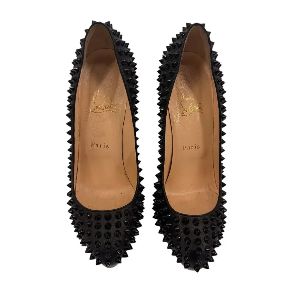 Christian Louboutin Leather Alti Spikes Platform Pumps Black Women's Size 38.5